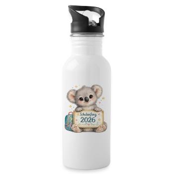Kuscheliger Schulstart Koala 2026 - Trinkflasche mit integriertem Trinkhalm - Weiß - Rechts