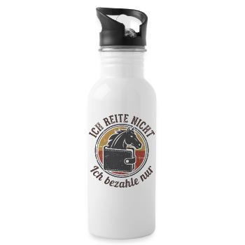 Ich reite nicht ich bezahle nur - Trinkflasche mit integriertem Trinkhalm - Weiß - Rechts