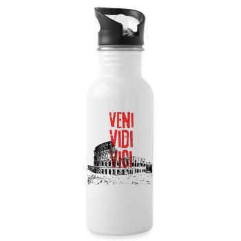Veni Vidi Vici Distressed Text - Water bottle with straw - white - Right