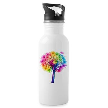 Regenbogen-Pusteblume - Trinkflasche mit integriertem Trinkhalm - Weiß - Rechts