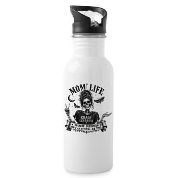 Mom Life Chaos Coordinator Vintage Skull Gothic - Trinkflasche mit integriertem Trinkhalm - Weiß - Rechts