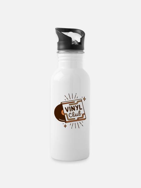 Vinyl club analog music aesthetic - Water bottle with straw - white