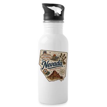 Nevada Silver State Vintage Las Vegas Aufkleber - Trinkflasche mit integriertem Trinkhalm - Weiß - Rechts