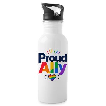 Proud Ally Spruch für LGBTQ Aktivisten & Fans CSD - Trinkflasche mit integriertem Trinkhalm - Weiß - Rechts