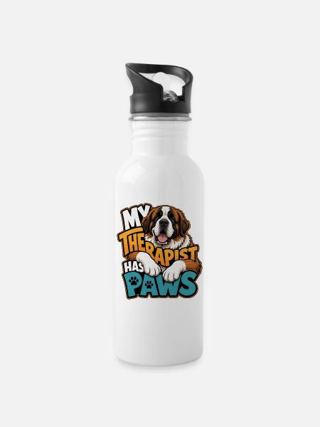 Sankt Bernhard - Trinkflasche mit integriertem Trinkhalm - Weiß