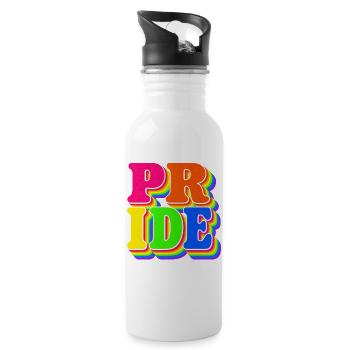 Pride Regenbogen Geschenk für LGBTQ Fans - Trinkflasche mit integriertem Trinkhalm - Weiß - Rechts