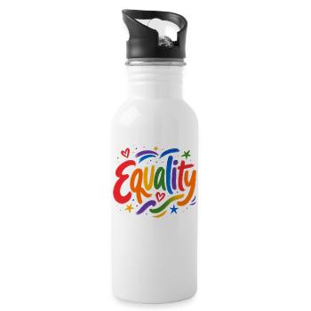 Equality Regenbogen CSD Pride Parade Love Shirt - Trinkflasche mit integriertem Trinkhalm - Weiß - Rechts