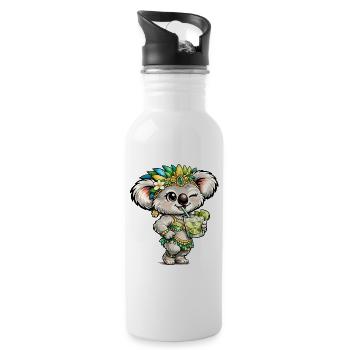 Süßer Koala mit Caipirinha Cocktail - Trinkflasche mit integriertem Trinkhalm - Weiß - Rechts