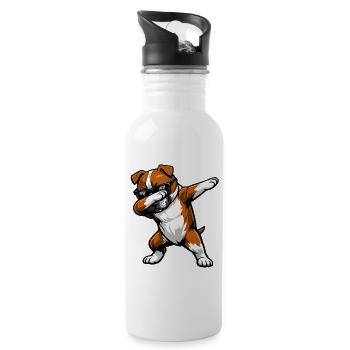 Dabbing Staffordshire Bull Terrier - Water bottle with straw - white - Right