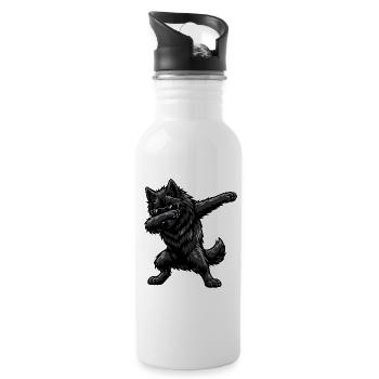 Dabbing Groenendael in comic style - Water bottle with straw - white - Right