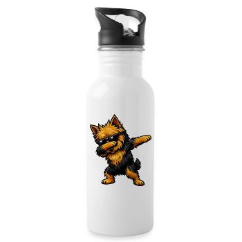 Dabbing Australian Terrier - Trinkflasche mit integriertem Trinkhalm - Weiß - Rechts