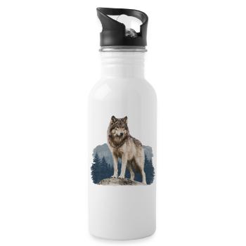 Wolf - Trinkflasche mit integriertem Trinkhalm - Weiß - Rechts