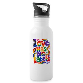 Love Has No Labels Saying for Gays & Lesbians - Water bottle with straw - white - Right