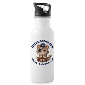 Kater Urlaubsmodus Matrosenmütze - Trinkflasche mit integriertem Trinkhalm - Weiß - Rechts
