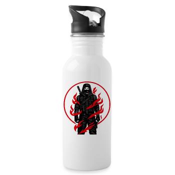 Flame Knight in the Shadows - Water bottle with straw - white - Right