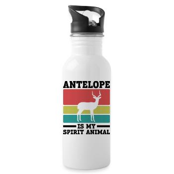 Antelope Spirit Animal Vintage Humor - Water bottle with straw - white - Right