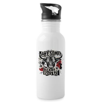 Vintage 2012 Bull Vintage Awesome Since 2012 - Water bottle with straw - white - Right