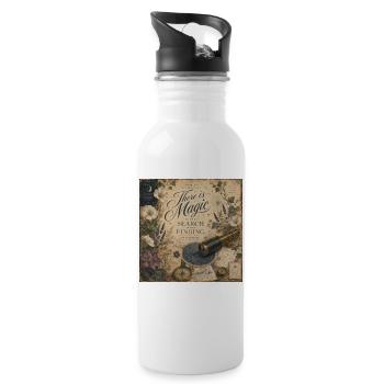 There Is Magic Telescope Poster Nostalgia Decoration - Water bottle with straw - white - Right