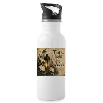 Find Light In Quiet Moments Vintage Poster Decoration - Water bottle with straw - white - Right