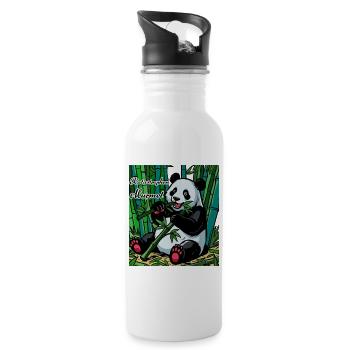 Die Katastrophen Murmel: Panda im Bambuswald - Trinkflasche mit integriertem Trinkhalm - Weiß - Rechts