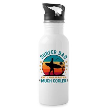 Funny Surfing Dad Birthday Gift for Surfer - Water bottle with straw - white - Right
