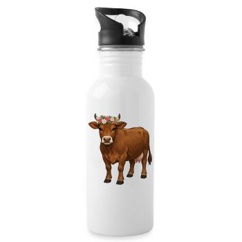 Brown Cow - Water bottle with straw - white - Right