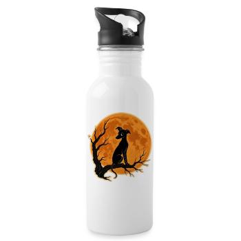 Greyhound Full Moon T-Shirt Halloween Vintage - Gourde avec paille intégrée - blanc - Droite