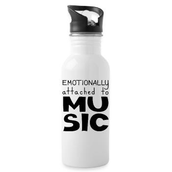 Emotionally Attached To Music, Black - Water bottle with straw - white - Right