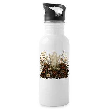 Sweet Ghost Halloween Flowers Autumn Motif - Water bottle with straw - white - Right