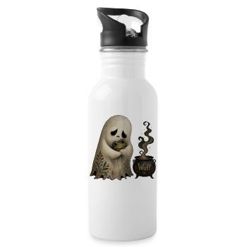 Motif de t-shirt vintage d’Halloween fantôme mignon - Gourde avec paille intégrée - blanc - Droite