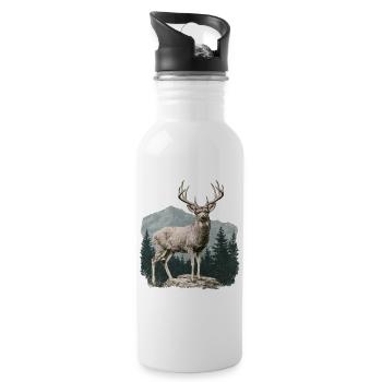 Deer with antlers - Water bottle with straw - white - Right