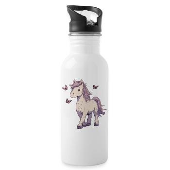 Bangs with butterflies - Water bottle with straw - white - Right