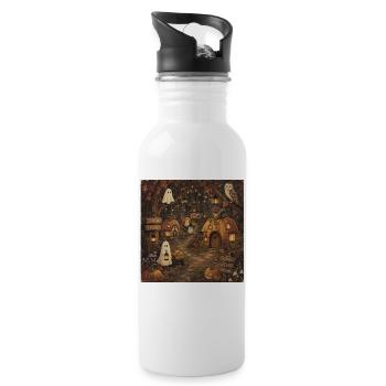 Pumpkin Hollow Pumpkin House Hoodie Vintage Fall - Water bottle with straw - white - Right