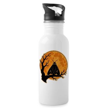 Mothman Moth Full Moon T-Shirt Halloween Vintage - Gourde avec paille intégrée - blanc - Droite