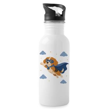 Beagle superhero with cape - Water bottle with straw - white - Right
