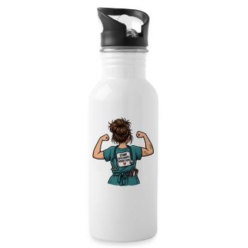 Stark Auch Wenn Keiner Sieht - Trinkflasche mit integriertem Trinkhalm - Weiß - Rechts