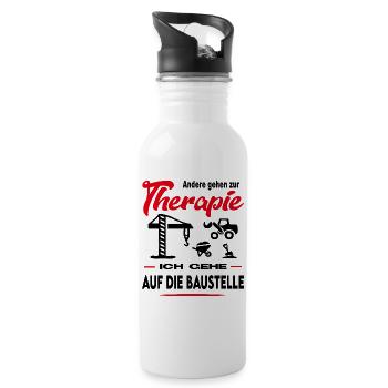 Bauarbeiter Bauarbeiterin Beruf Arbeit Baustelle - Trinkflasche mit integriertem Trinkhalm - Weiß - Rechts