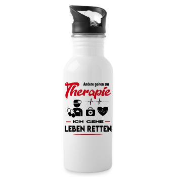 Arzt Ärztin Sanitäter Rettung Beruf Arbeit - Trinkflasche mit integriertem Trinkhalm - Weiß - Rechts