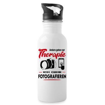 Fotograf Photograph Fotografin Arbeit Beruf - Trinkflasche mit integriertem Trinkhalm - Weiß - Rechts