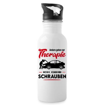 Automechaniker KFZ Mechaniker Schrauber Beruf - Trinkflasche mit integriertem Trinkhalm - Weiß - Rechts