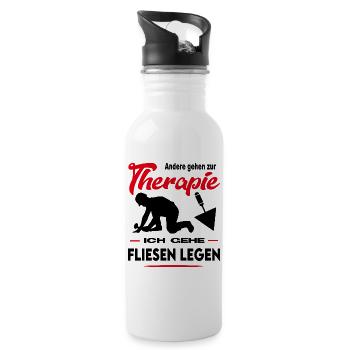 Fliesenleger Kacheler Plattenleger Beruf Arbeit - Trinkflasche mit integriertem Trinkhalm - Weiß - Rechts
