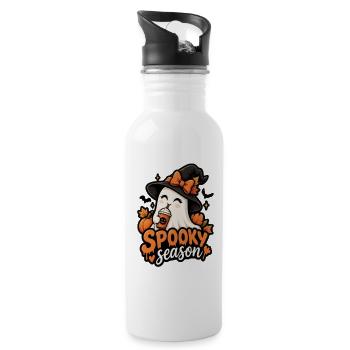 Kürbisgeist Spooky Saison Design - Trinkflasche mit integriertem Trinkhalm - Weiß - Rechts