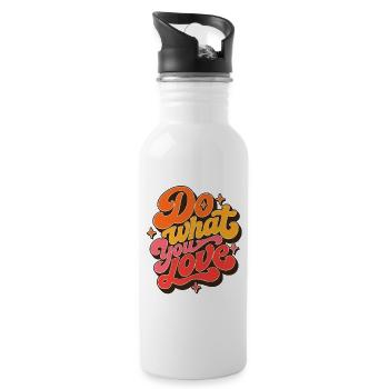 Do What You Love Tu Was Du Liebst Retro Vintage - Trinkflasche mit integriertem Trinkhalm - Weiß - Rechts