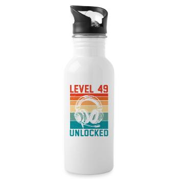 49. Geburtstag Level 49 unlocked - Trinkflasche mit integriertem Trinkhalm - Weiß - Rechts