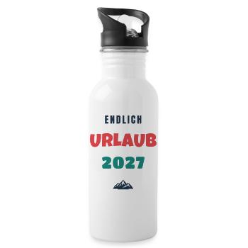 Endlich Urlaub 2027 Spruch Reise Geschenk - Trinkflasche mit integriertem Trinkhalm - Weiß - Rechts