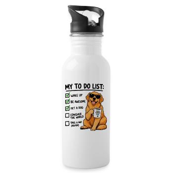 Golden Retriever To Do List – Lustiger Hund Kaffee - Trinkflasche mit integriertem Trinkhalm - Weiß - Rechts