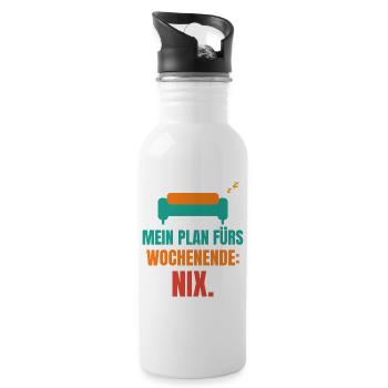 Mein Plan fürs Wochenende: Nix. - Trinkflasche mit integriertem Trinkhalm - Weiß - Rechts