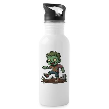 Grüner Zombie - Trinkflasche mit integriertem Trinkhalm - Weiß - Rechts