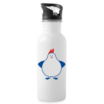 fette henne - Trinkflasche mit integriertem Trinkhalm - Weiß - Rechts