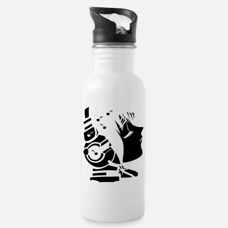 future_sound3 - Water bottle with straw - white